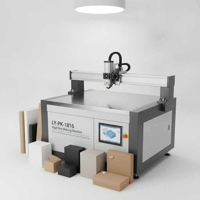 LY-PK-1816 Máquina de fabricação de caixas rígidas que fornece soluções de corte precisas para a fabricação de amostras de embalagens e corridas de pequenos lotes